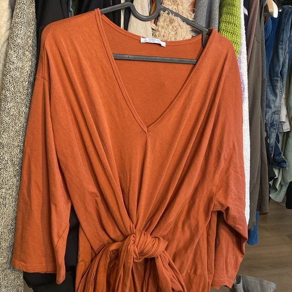 Zara Medium Brick Color Long Dress - Picture 2 of 2